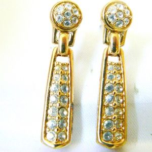 Swarovski Crystal gold tone drop stick earrings